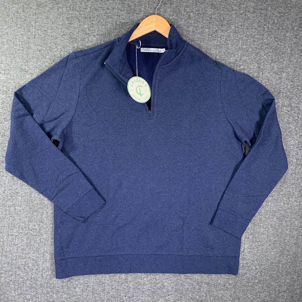 Criquet 1/4 Zip Men 2XL Blue Fleece Pullover Golf Preppy Modern NEW